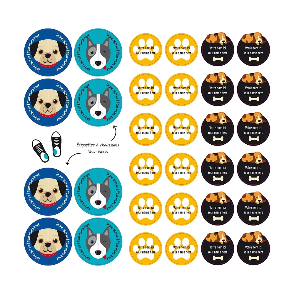 Essential Name Labels - Blue dogs
