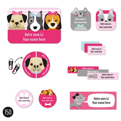 Étiquettes Essentiel - Chiens rose
