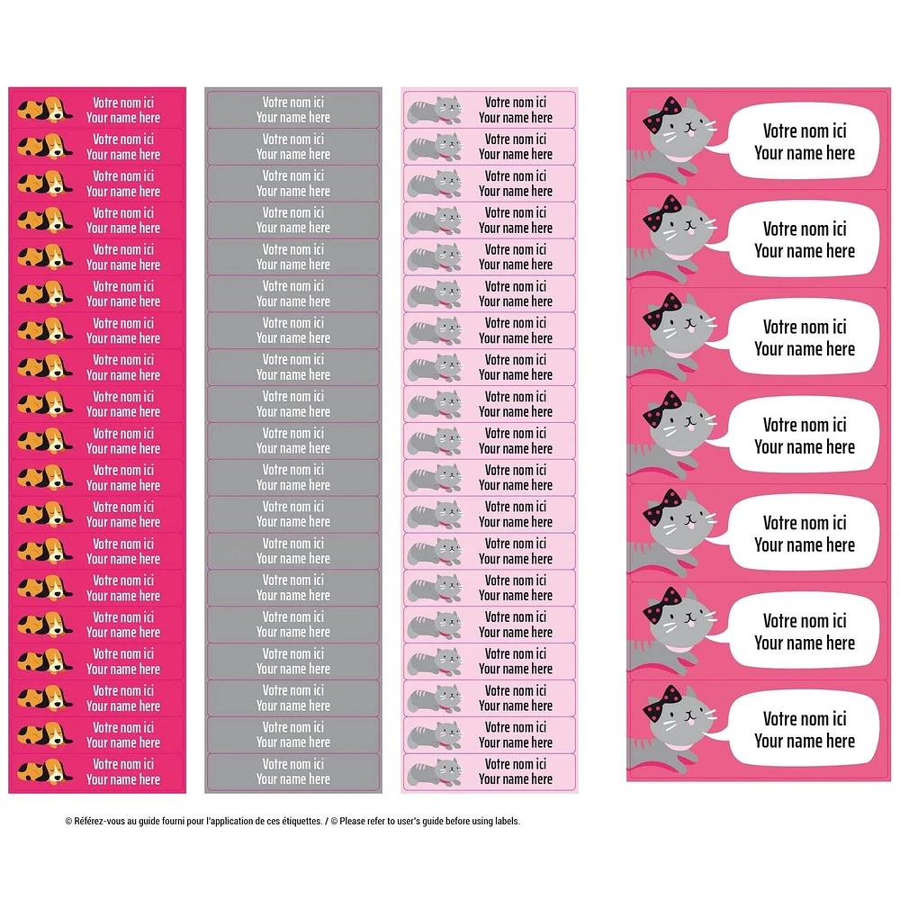 Étiquettes Essentiel - Chiens rose