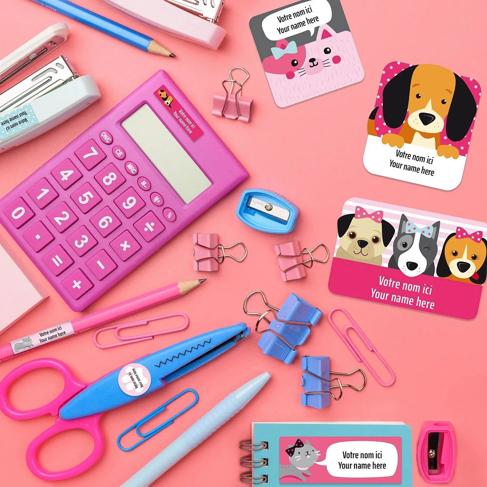 Étiquettes Essentiel - Chiens rose
