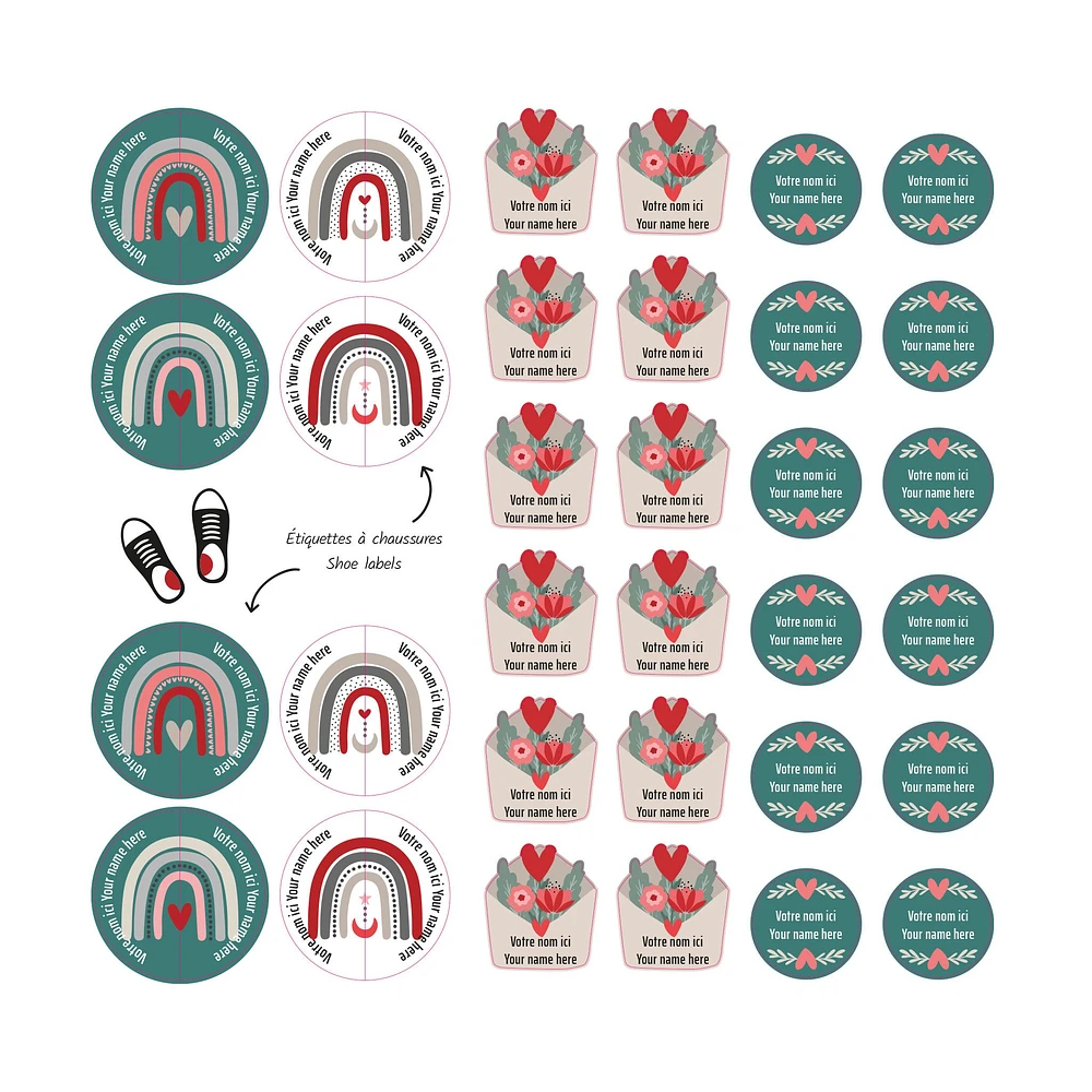 Essential Name Labels - Hearts