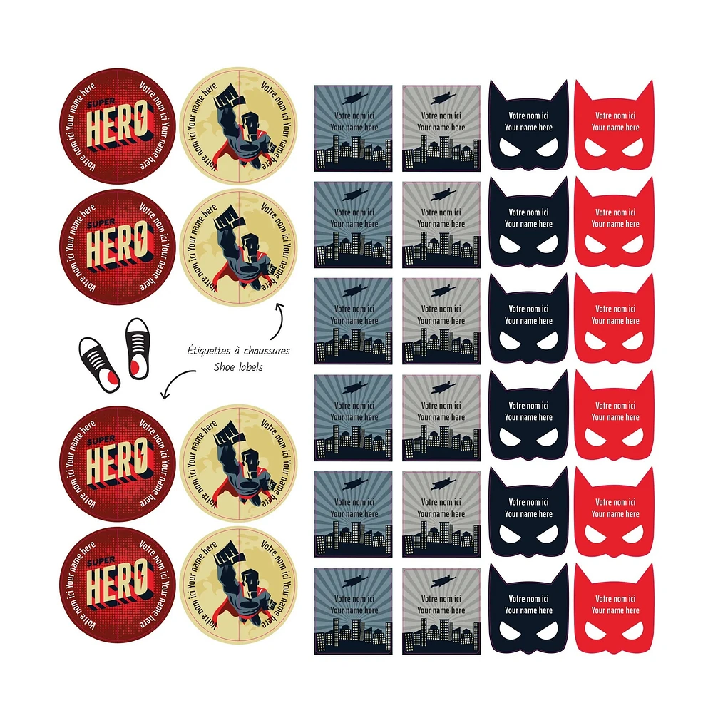 Essential Name Labels - Super heros