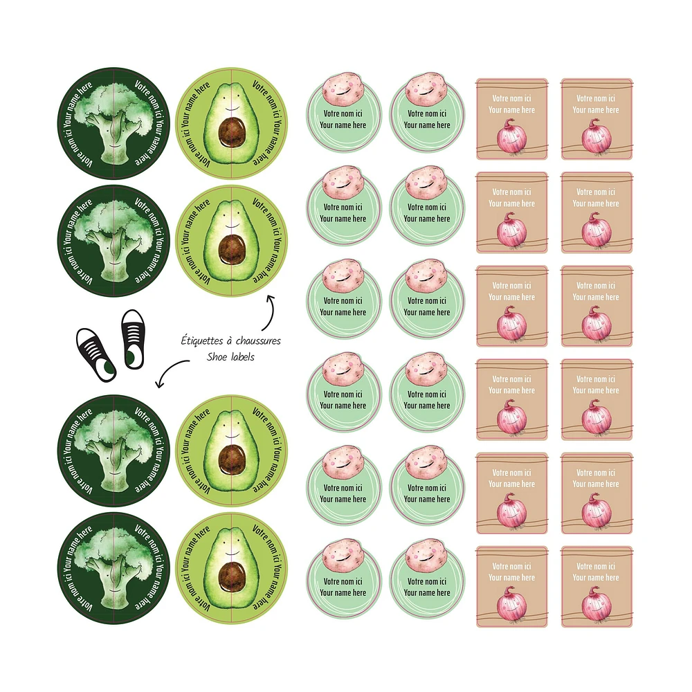 Essential Name Labels - Veggies
