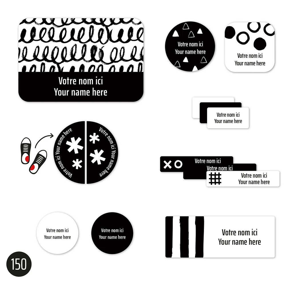 Étiquettes Essentiel - Motifs noirs
