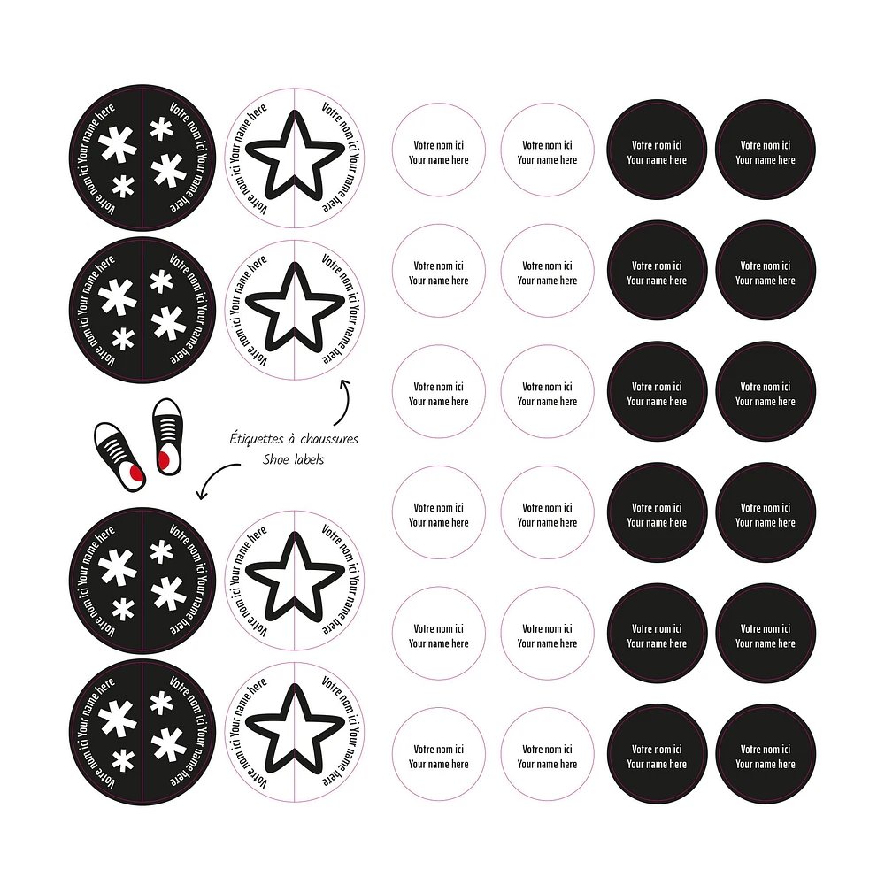 Étiquettes Essentiel - Motifs noirs