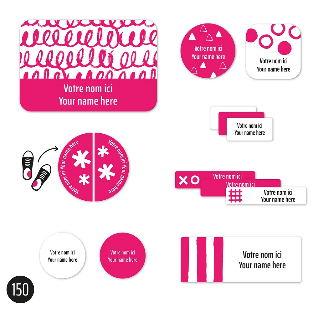 Essential Name Labels - Pink patterns