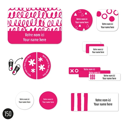 Essential Name Labels - Pink patterns