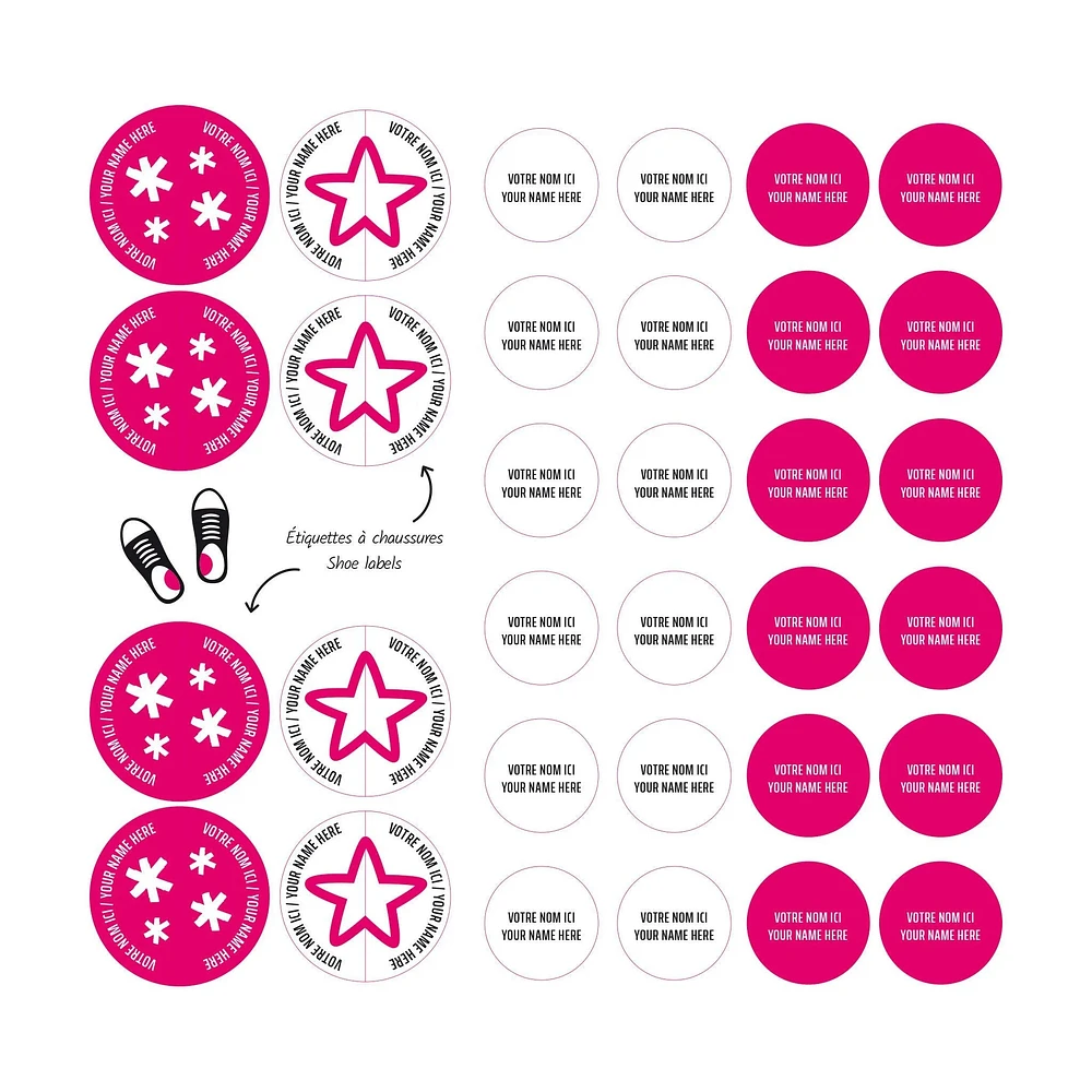 Essential Name Labels - Pink patterns