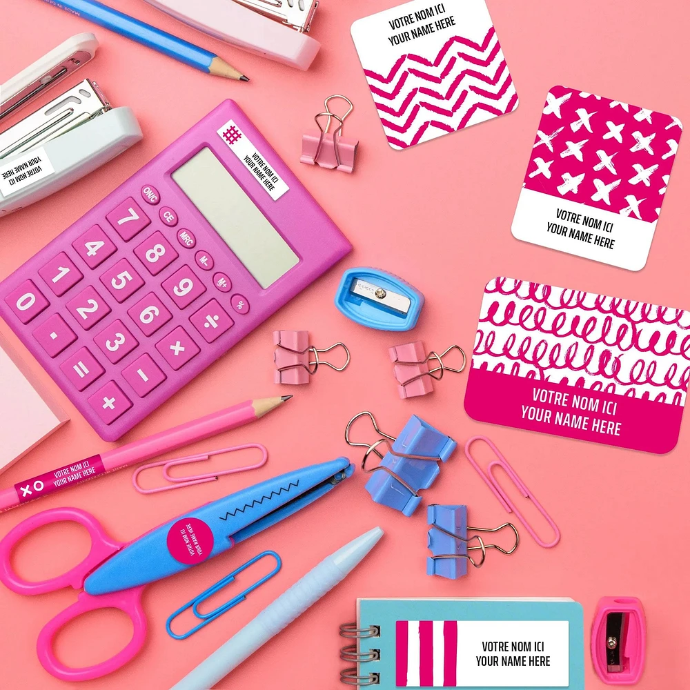 Essential Name Labels - Pink patterns