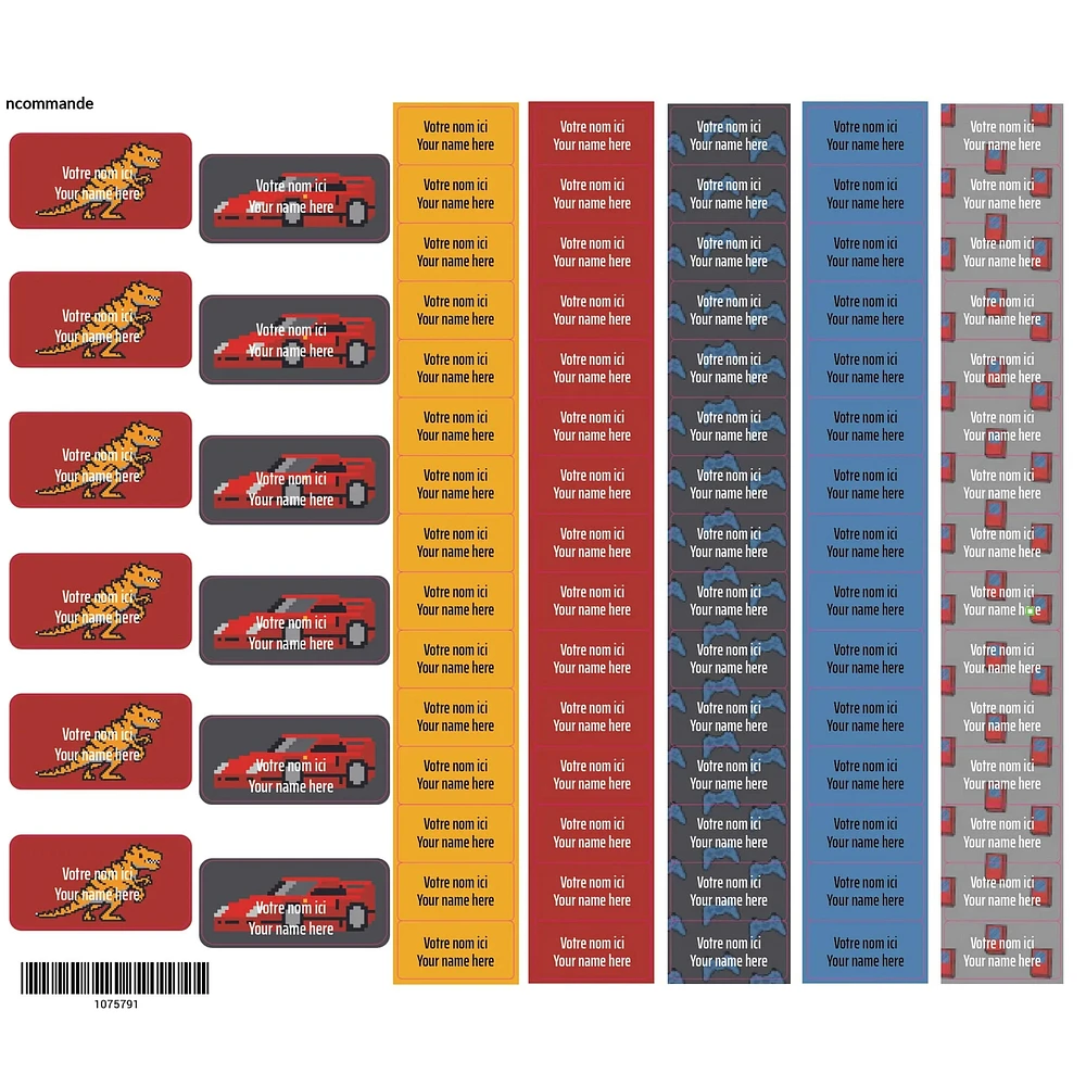 School Name Labels - Video Games Dino