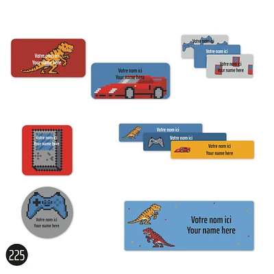 School Name Labels - Video Games Dino