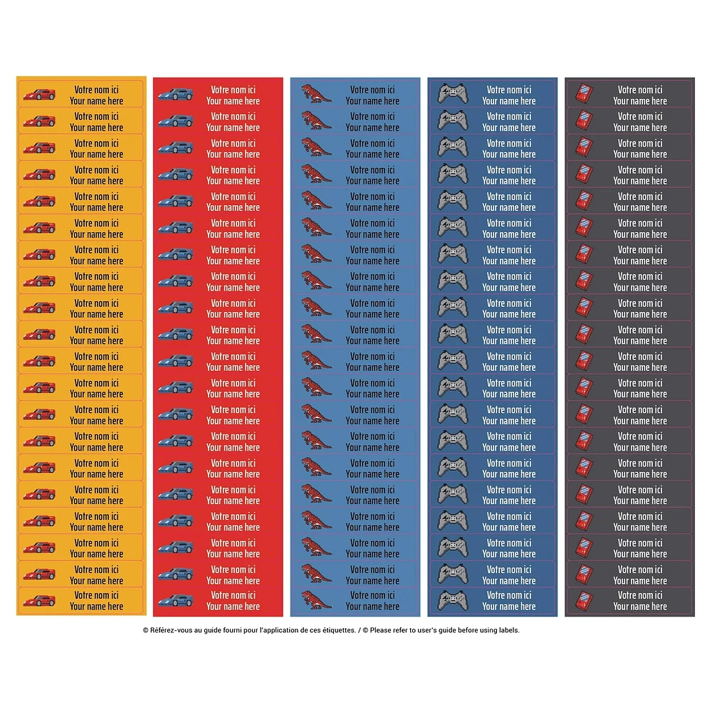School Name Labels - Video Games Dino