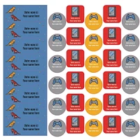 School Name Labels - Video Games Dino