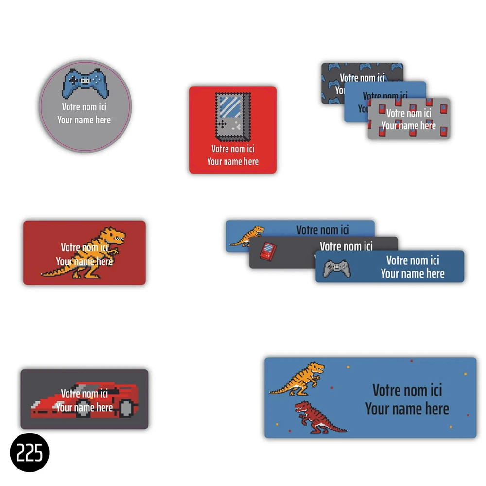 School Name Labels - Video Games Dino