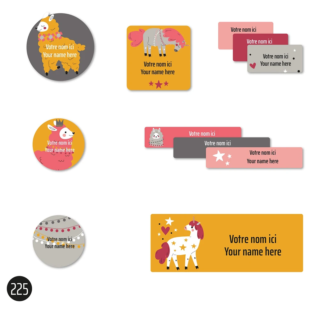 Étiquettes Scolaire - Lamas