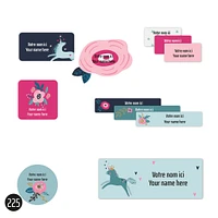 School Name Labels - Unicorns and Flowers