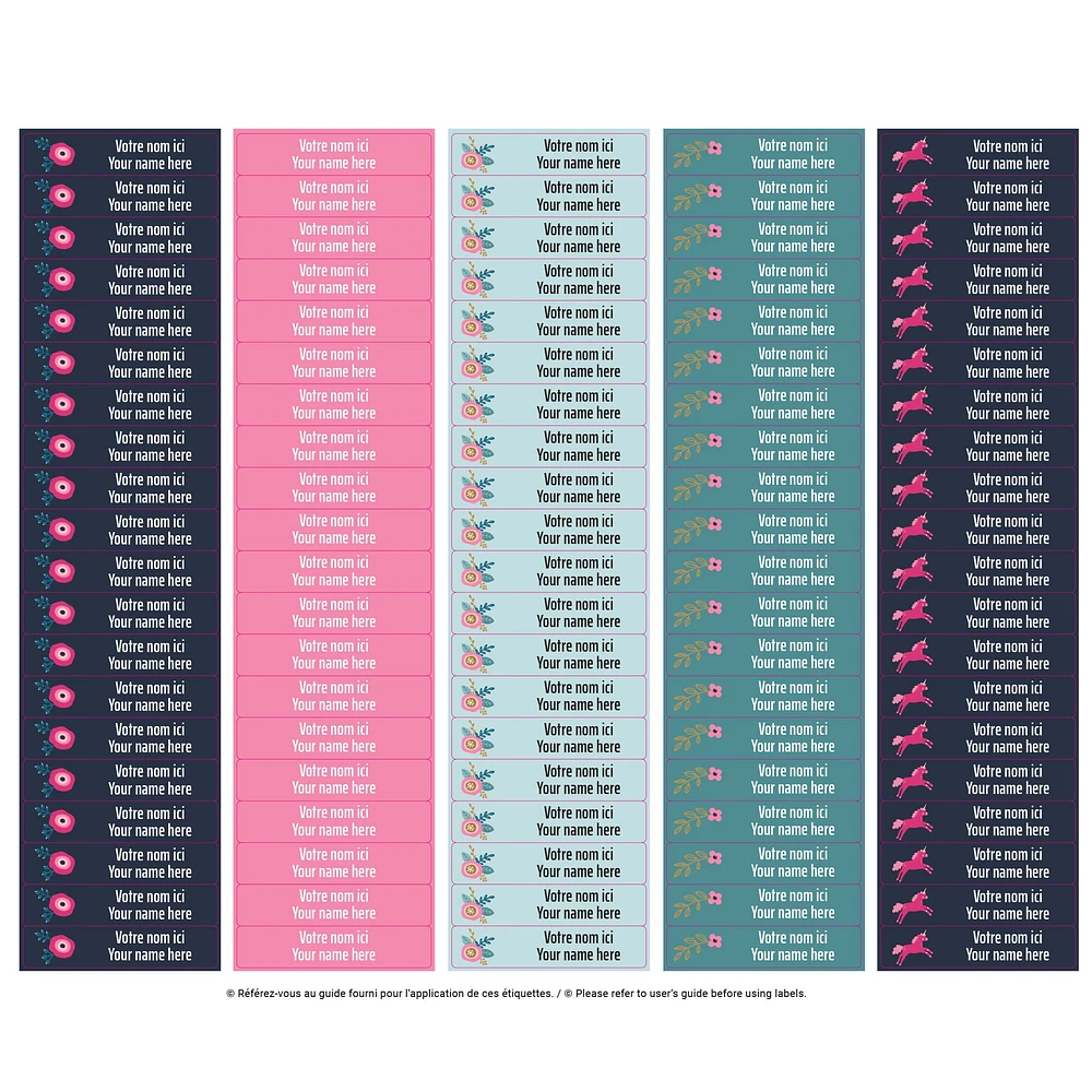 School Name Labels - Unicorns and Flowers