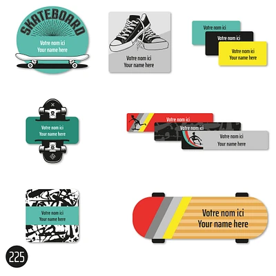 Étiquettes Scolaire - Skateboard