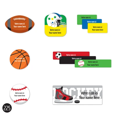 School Name Labels - Sports