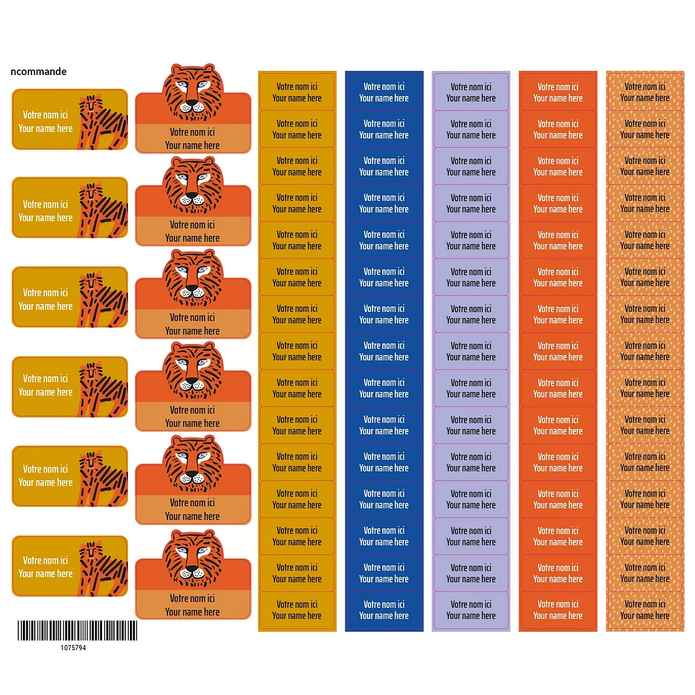 School Name Labels - Tigers