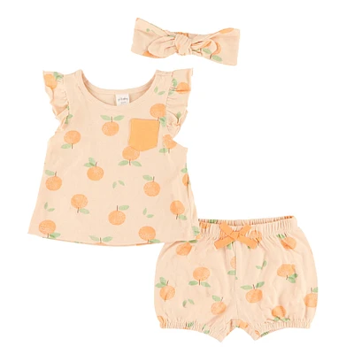 Ensemble 3 Pièces Oranges 3-24mois