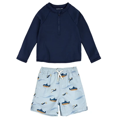 Maillot UV Manches Longues 2 Pièces Sous-Marin 6-24mois