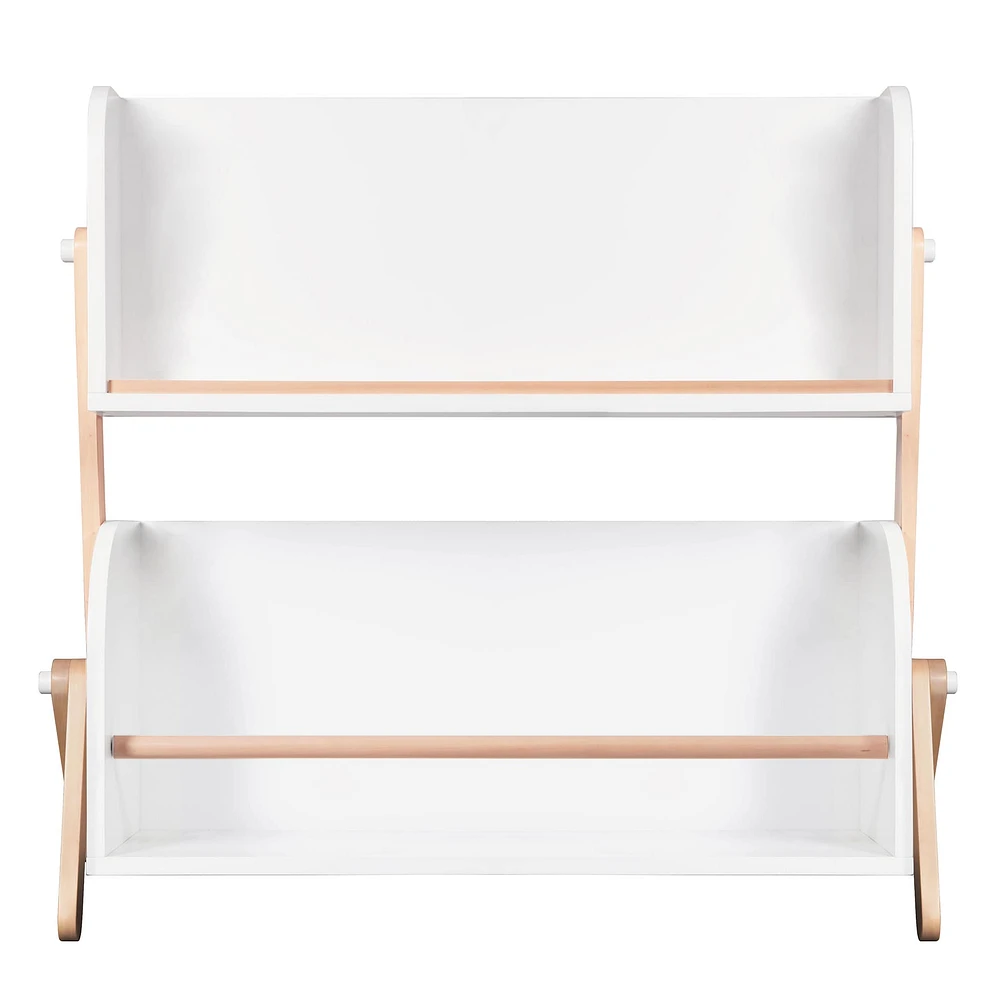 Tally Storage and Bookshelf - White and Washed Natural Finish