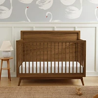 Palma Mid-Century 4-in-1 Convertible Crib with Toddler Bed Conversion -  Walnut