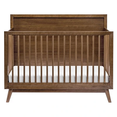 Palma Mid-Century 4-in-1 Convertible Crib with Toddler Bed Conversion -  Walnut