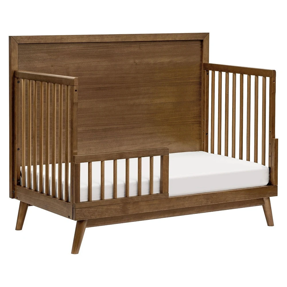 Palma Mid-Century 4-in-1 Convertible Crib with Toddler Bed Conversion -  Walnut