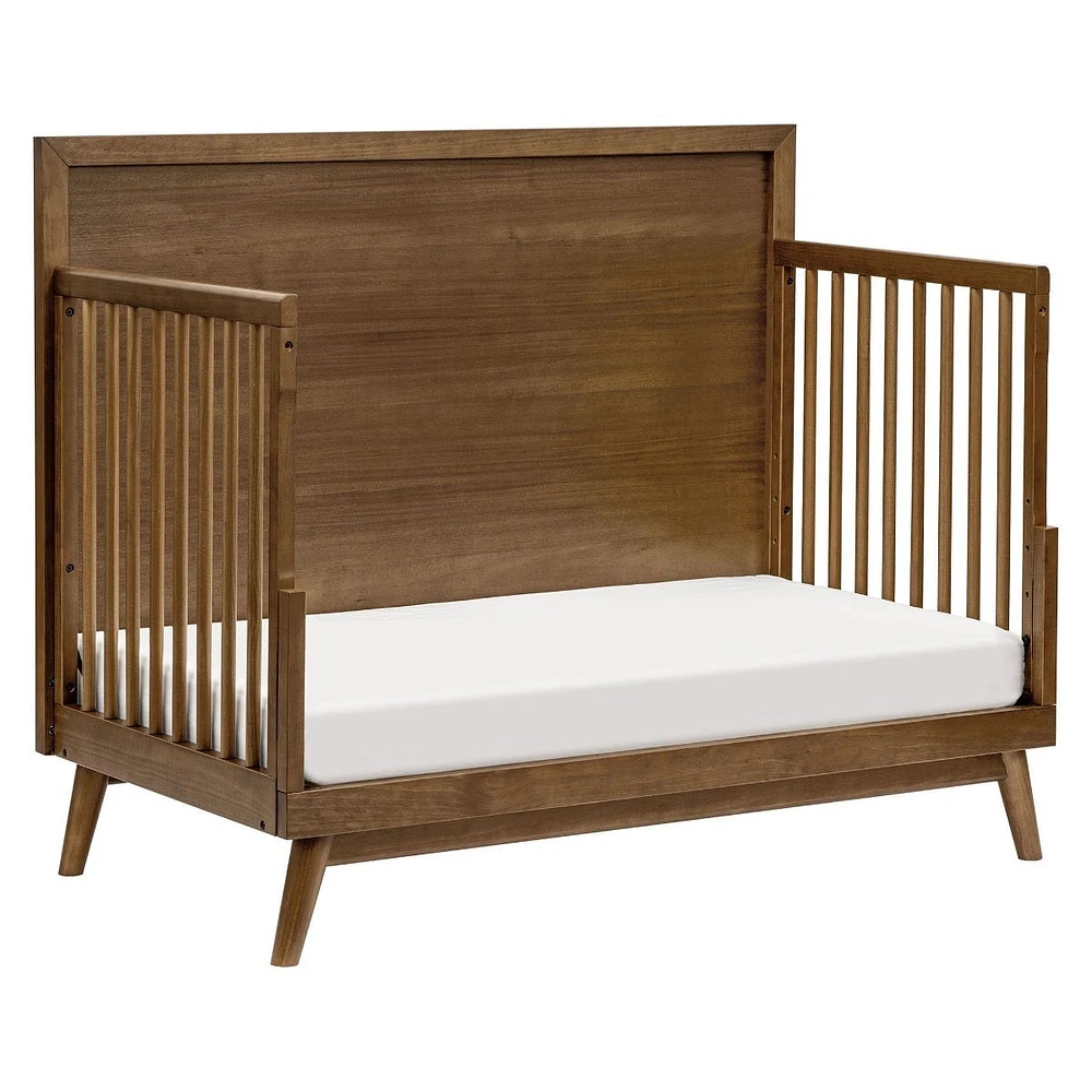 Palma Mid-Century 4-in-1 Convertible Crib with Toddler Bed Conversion -  Walnut