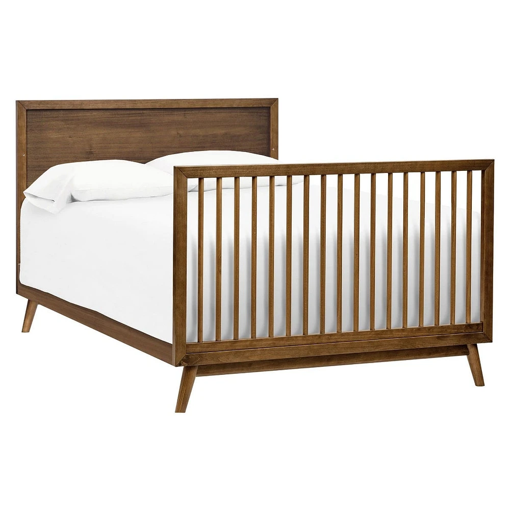 Palma Mid-Century 4-in-1 Convertible Crib with Toddler Bed Conversion -  Walnut