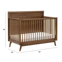 Palma Mid-Century 4-in-1 Convertible Crib with Toddler Bed Conversion -  Walnut