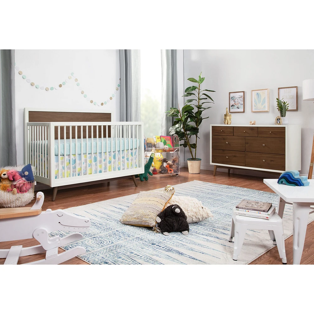 Couchette Convertible 4 en 1 Palma - Blanc Chaud / Noyer