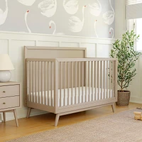 Palma Mid-Century 4-in-1 Convertible Crib with Toddler Bed Conversion in Taupe