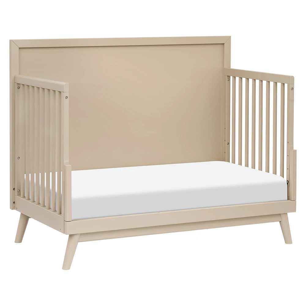 Palma Mid-Century 4-in-1 Convertible Crib with Toddler Bed Conversion in Taupe