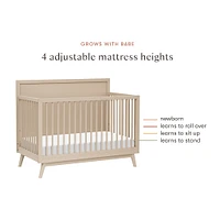 Palma Mid-Century 4-in-1 Convertible Crib with Toddler Bed Conversion in Taupe