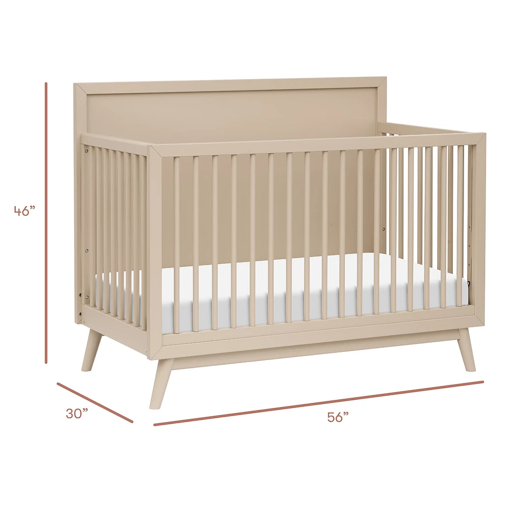 Palma Mid-Century 4-in-1 Convertible Crib with Toddler Bed Conversion in Taupe