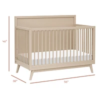 Palma Mid-Century 4-in-1 Convertible Crib with Toddler Bed Conversion in Taupe
