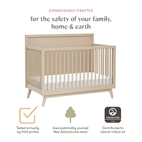Palma Mid-Century 4-in-1 Convertible Crib with Toddler Bed Conversion in Taupe