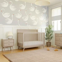 Palma Mid-Century 4-in-1 Convertible Crib with Toddler Bed Conversion in Taupe