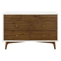 Commode 7 Tiroirs Palma - Blanc Chaud / Noyer