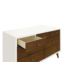 Commode 7 Tiroirs Palma - Blanc Chaud / Noyer