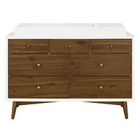 Commode 7 Tiroirs Palma - Blanc Chaud / Noyer