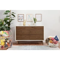 Commode 7 Tiroirs Palma - Blanc Chaud / Noyer