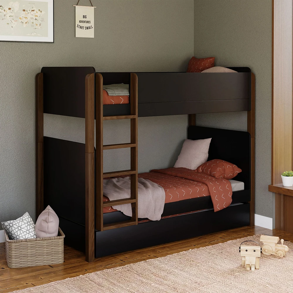 TipToe Bunk Bed - Black / Walnut