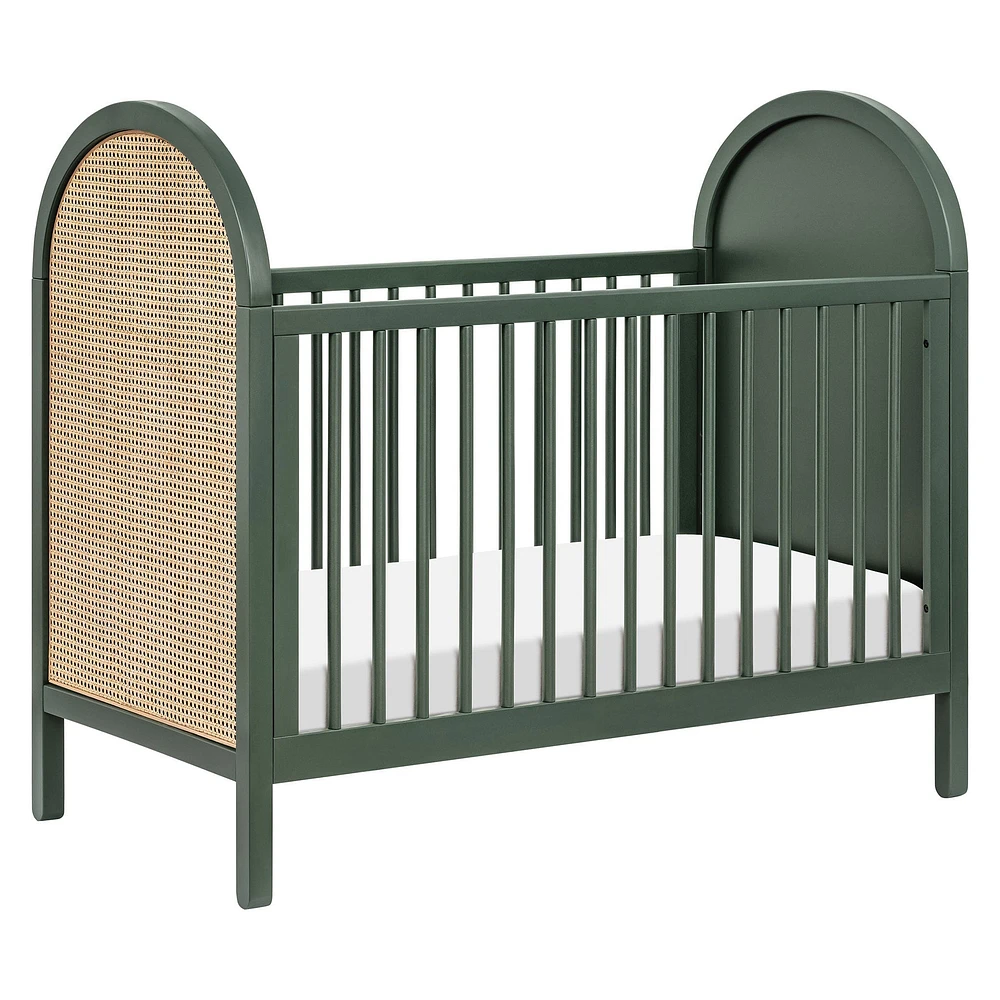 Couchette Convertible 3 en 1 Bondi Cane avec Kit de Conversion Lit pour Tout-petit - Vert / Rotin