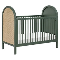Couchette Convertible 3 en 1 Bondi Cane avec Kit de Conversion Lit pour Tout-petit - Vert / Rotin