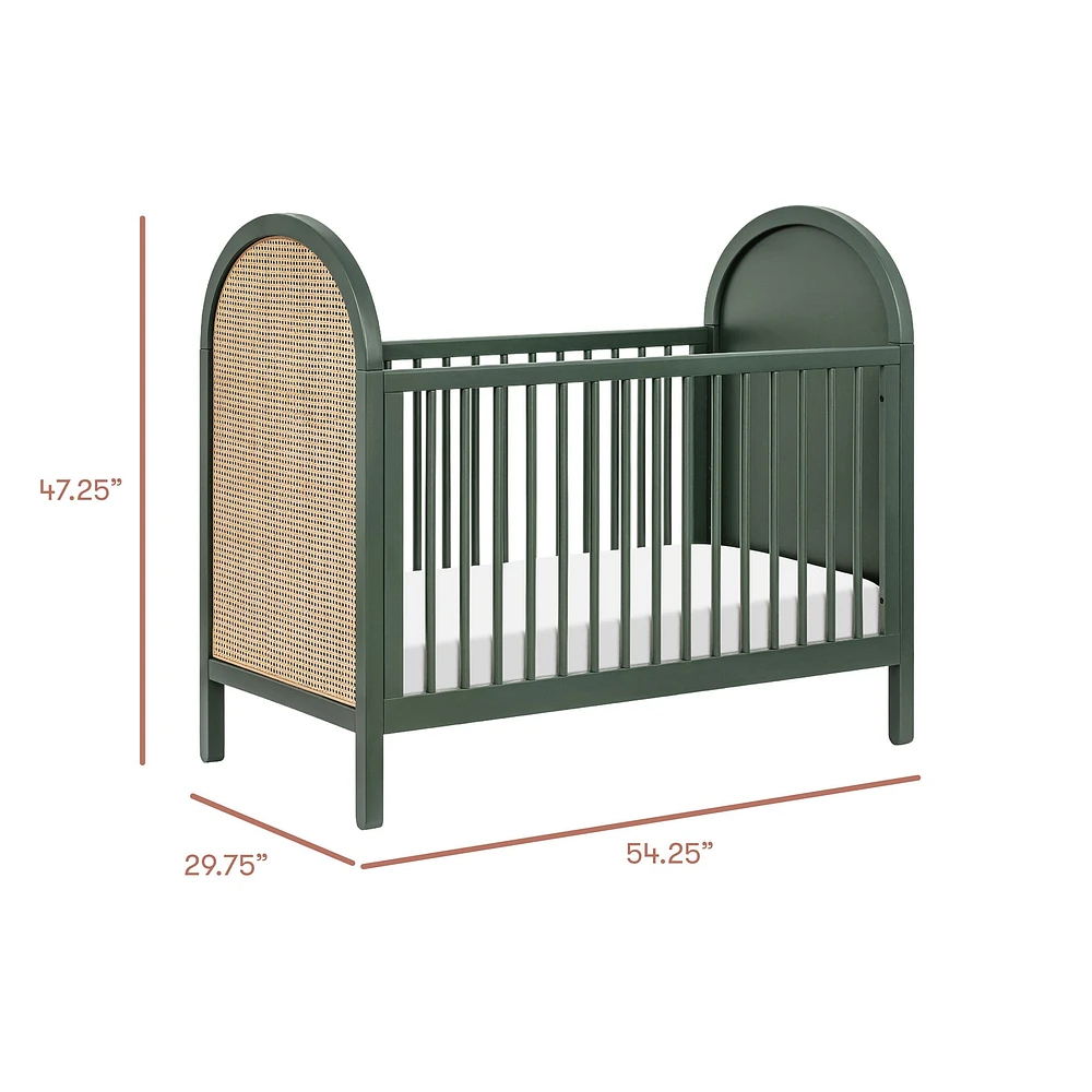 Couchette Convertible 3 en 1 Bondi Cane avec Kit de Conversion Lit pour Tout-petit - Vert / Rotin