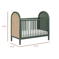 Couchette Convertible 3 en 1 Bondi Cane avec Kit de Conversion Lit pour Tout-petit - Vert / Rotin